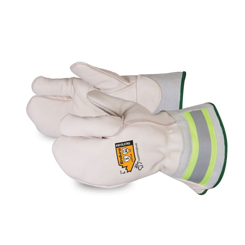 361DLXTKG - Superior Glove® Endura® Deluxe Winter Cut-Resistant One-Finger Lineman Mitt with 6` Reflective Gauntlet Cuff